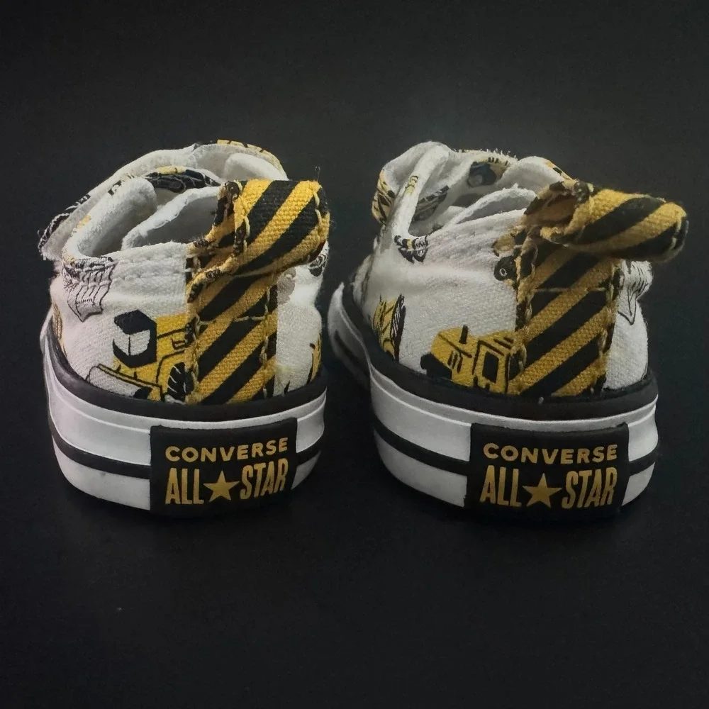 Converse All Star Infant Sneakers Construction Print Double Strap Size 3 - Picture 2 of 11